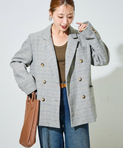 人字紋格子西裝外套（可搭配套裝）