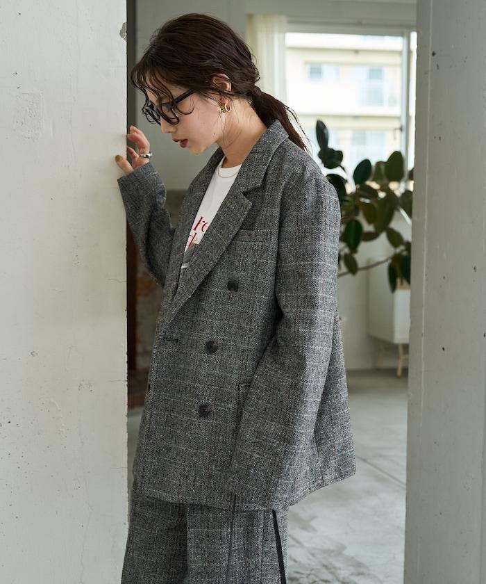 人字紋格子西裝外套（可搭配套裝）