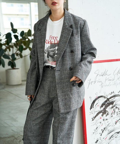 人字紋格子西裝外套（可搭配套裝）