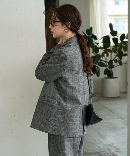 人字紋格子西裝外套（可搭配套裝）