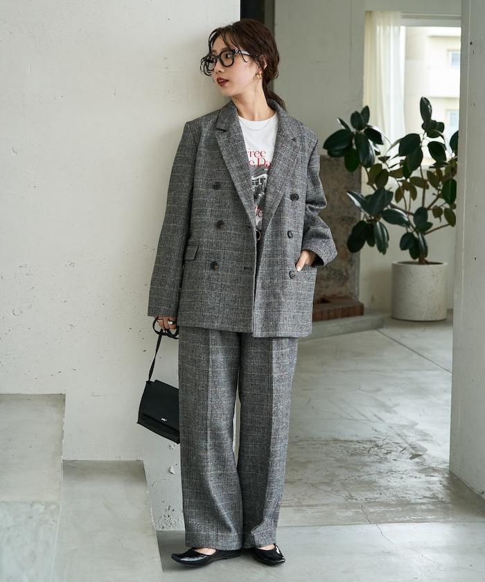 人字紋格子西裝外套（可搭配套裝）