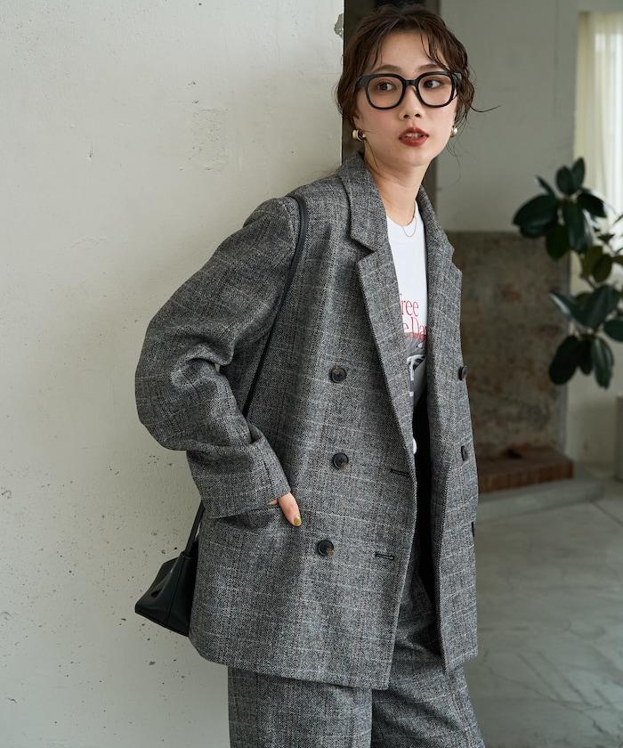 人字紋格子西裝外套（可搭配套裝）