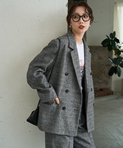 人字紋格子西裝外套（可搭配套裝）