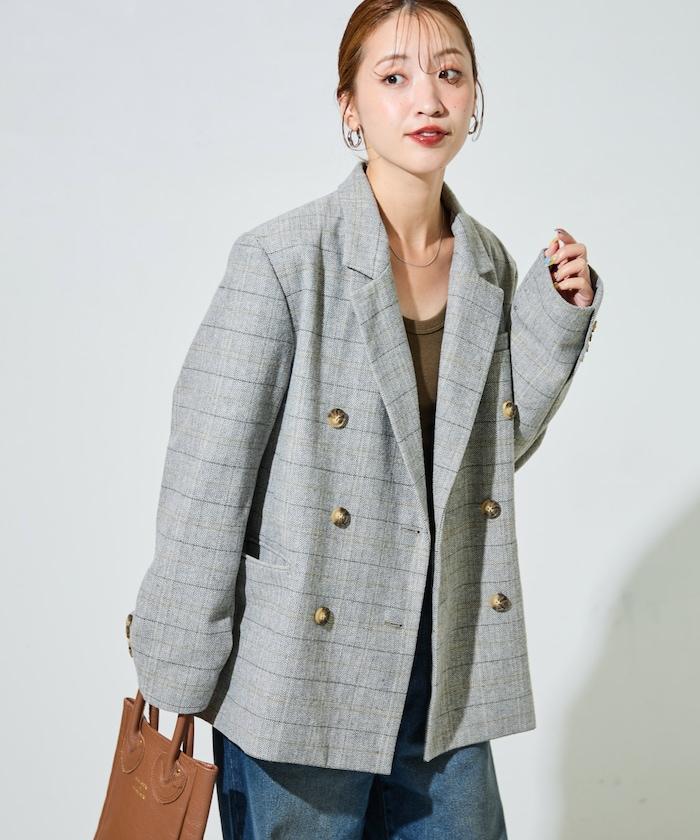 人字紋格子西裝外套（可搭配套裝）