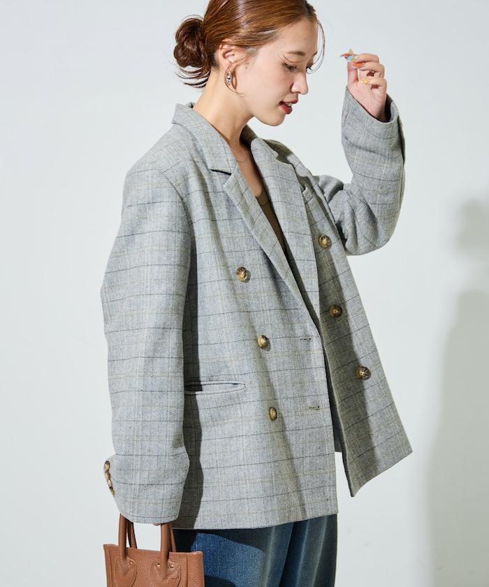 人字紋格子西裝外套（可搭配套裝）