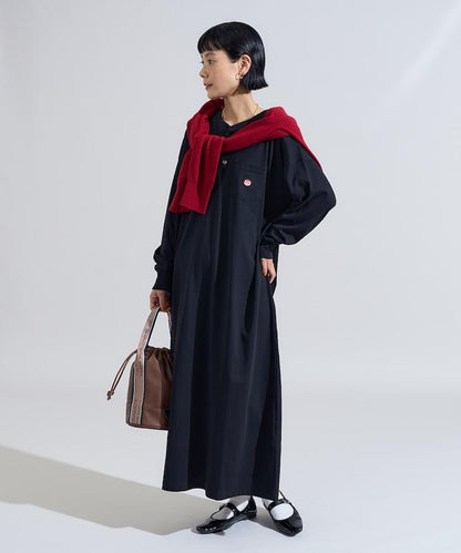特別款亨利領長袖連衣裙