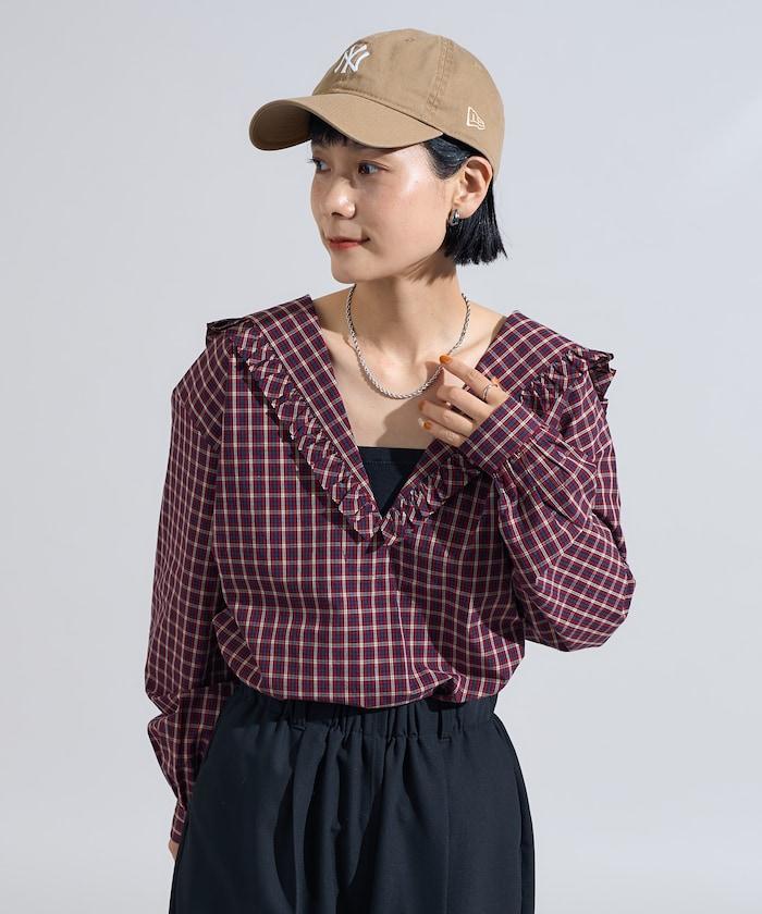 格紋水手領襯衫