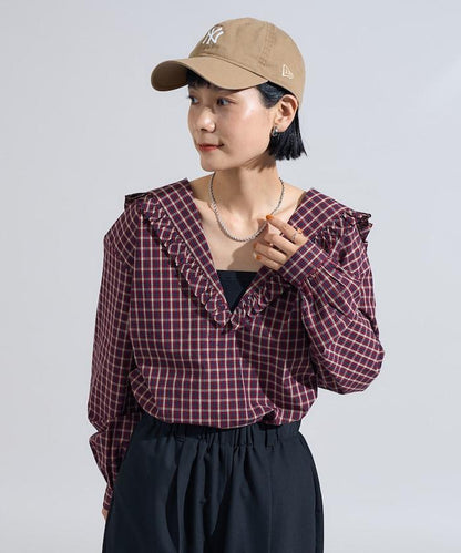 格紋水手領襯衫