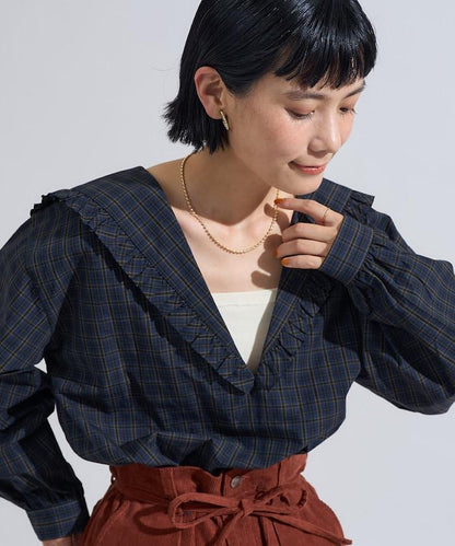 格紋水手領襯衫