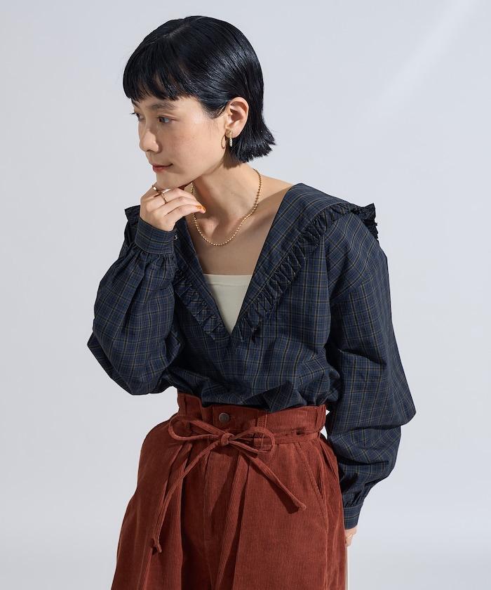 格紋水手領襯衫