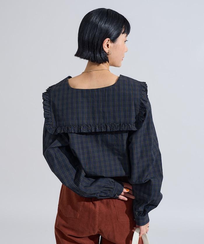 格紋水手領襯衫