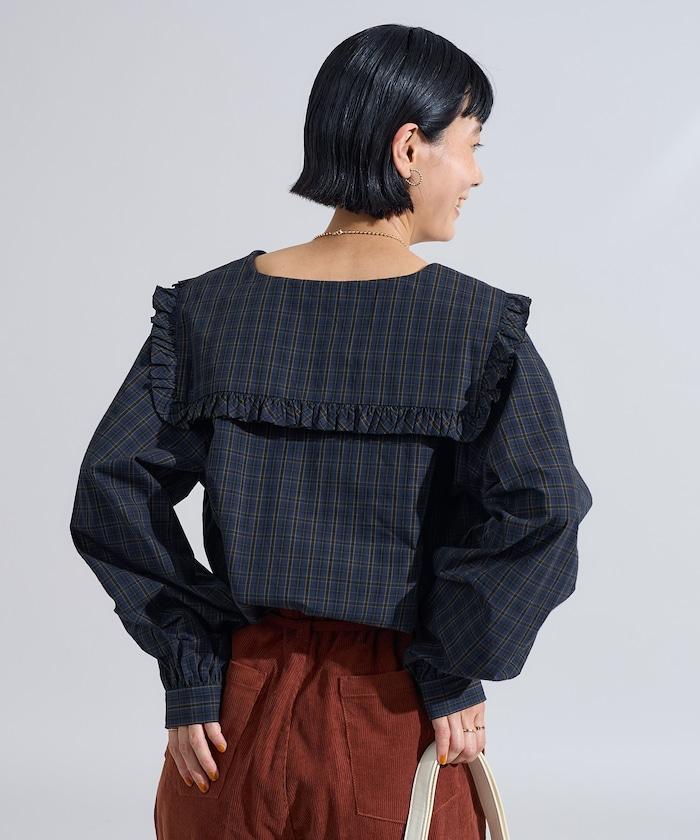 格紋水手領襯衫