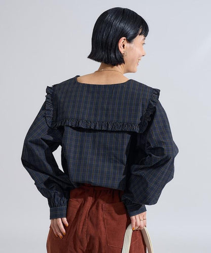 格紋水手領襯衫