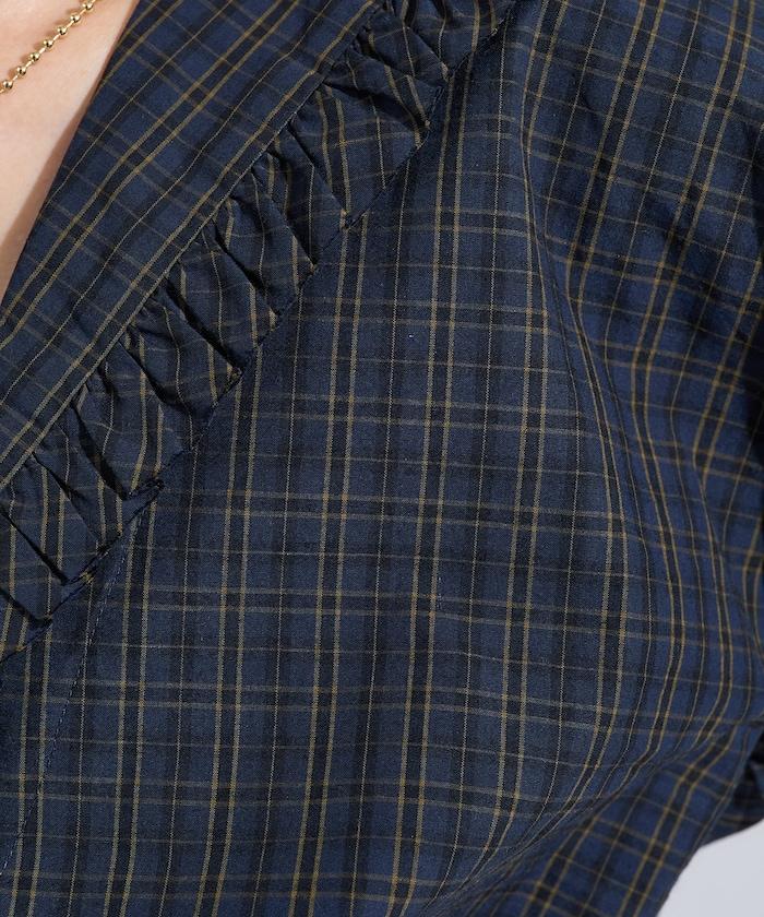 格紋水手領襯衫