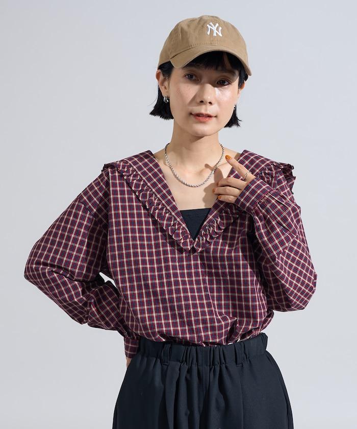 格紋水手領襯衫