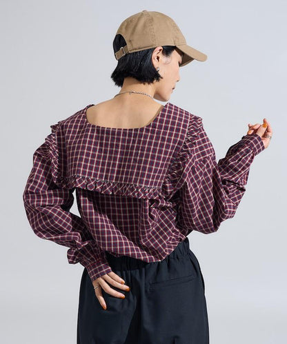 格紋水手領襯衫