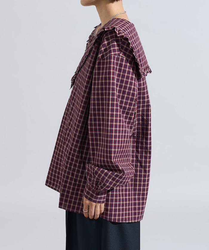 格紋水手領襯衫