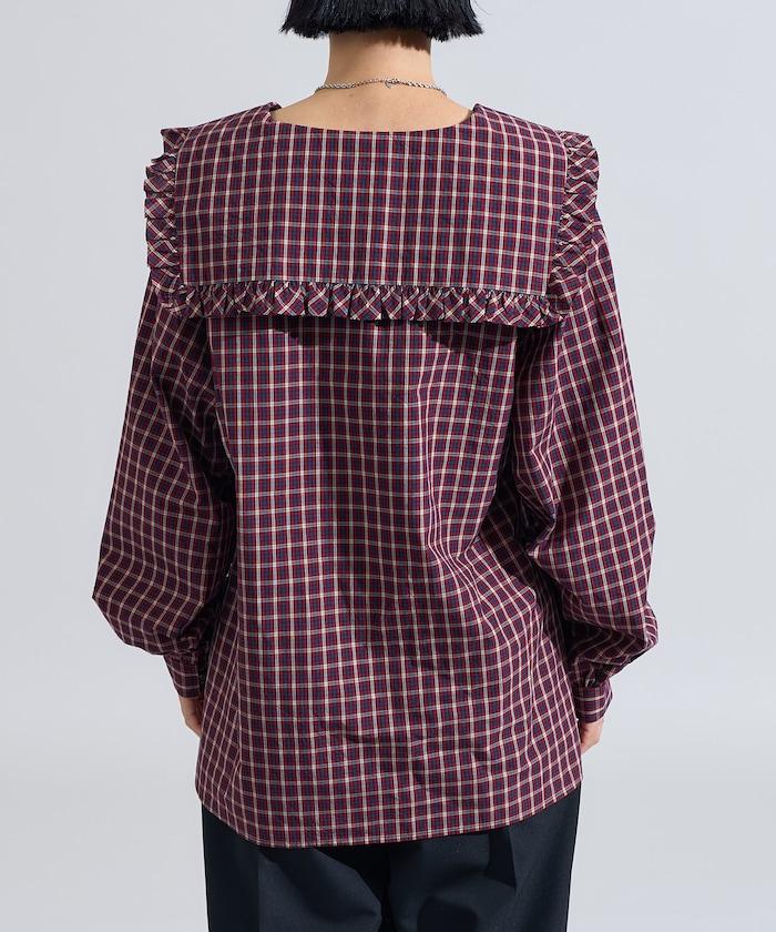 格紋水手領襯衫