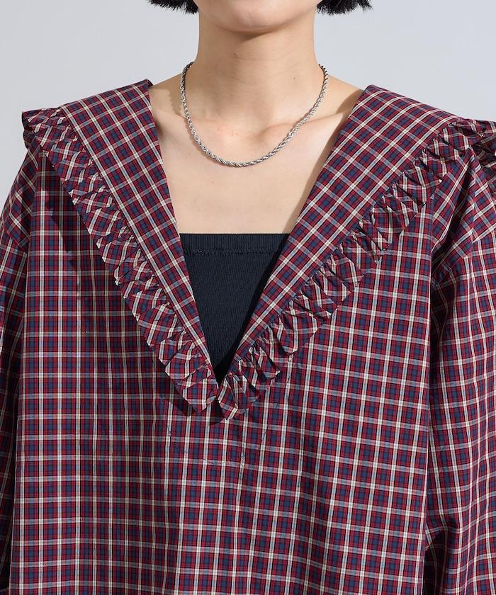 格紋水手領襯衫