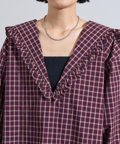 格紋水手領襯衫