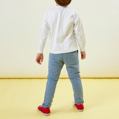 彈力牛仔針織長褲