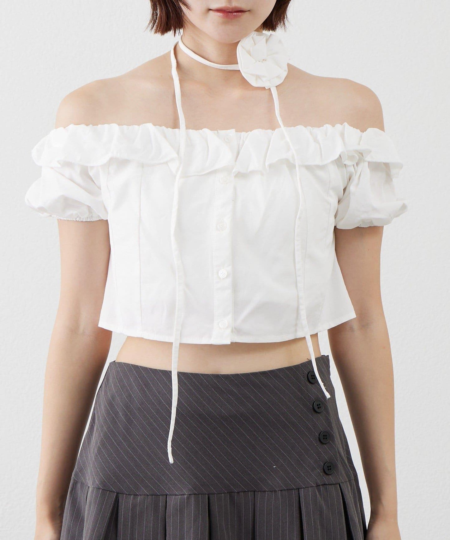 【mystic】[mline]玫瑰花頸帶襯衫