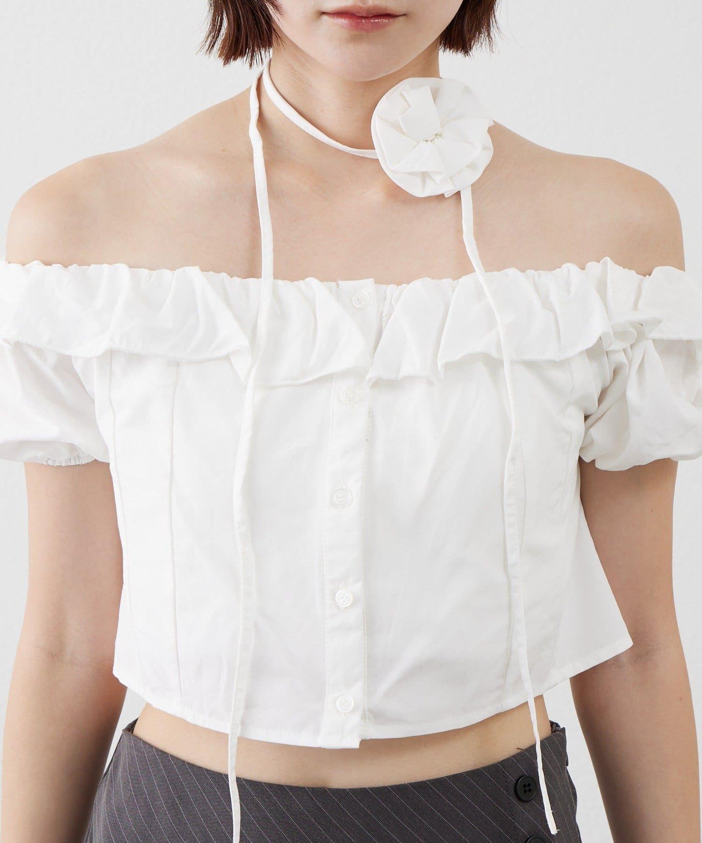 【mystic】[mline]玫瑰花頸帶襯衫