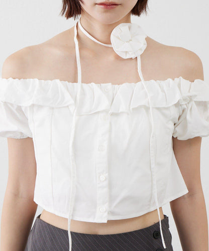 【mystic】[mline]玫瑰花頸帶襯衫