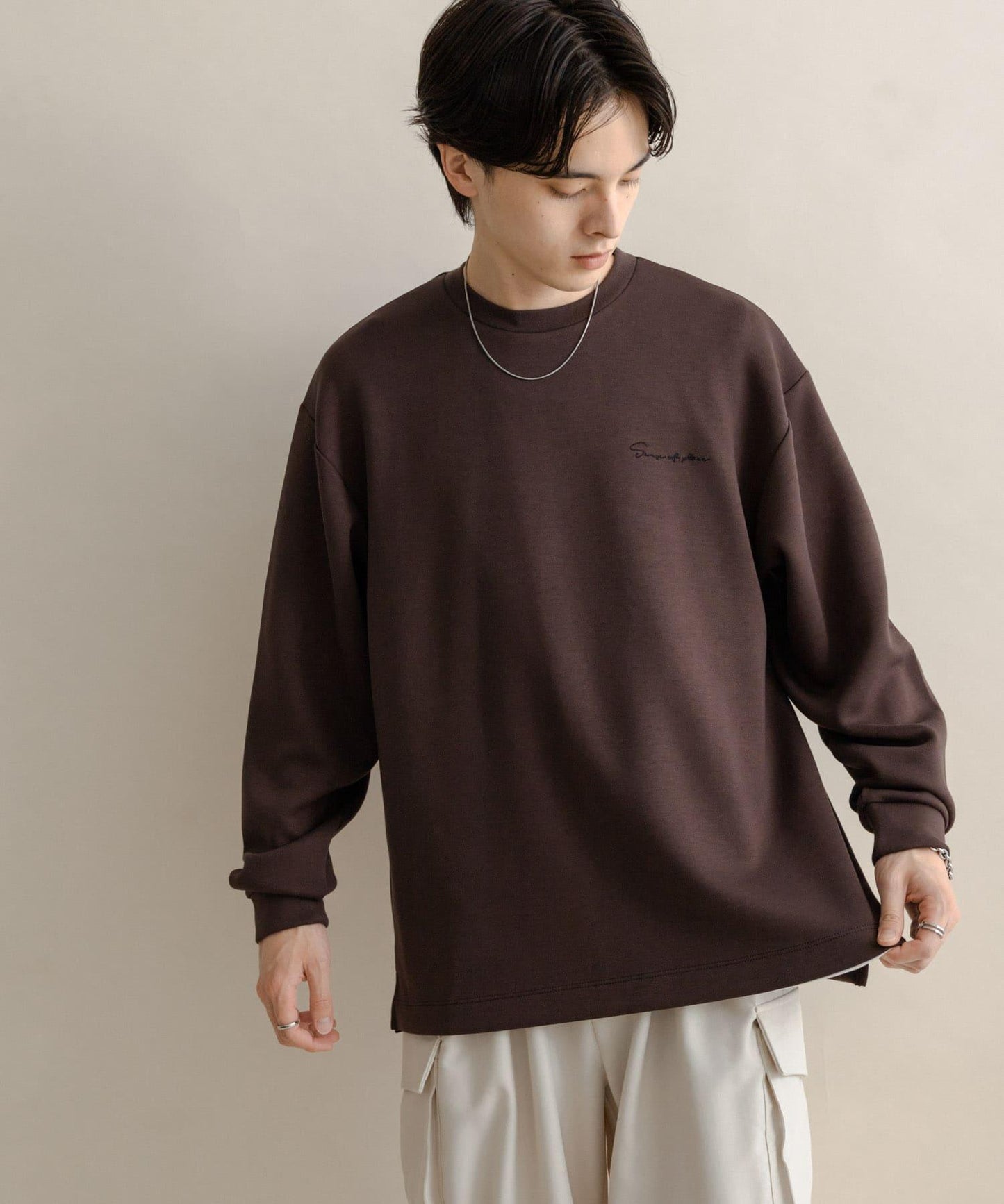 部分色 刺繡加厚長袖T恤