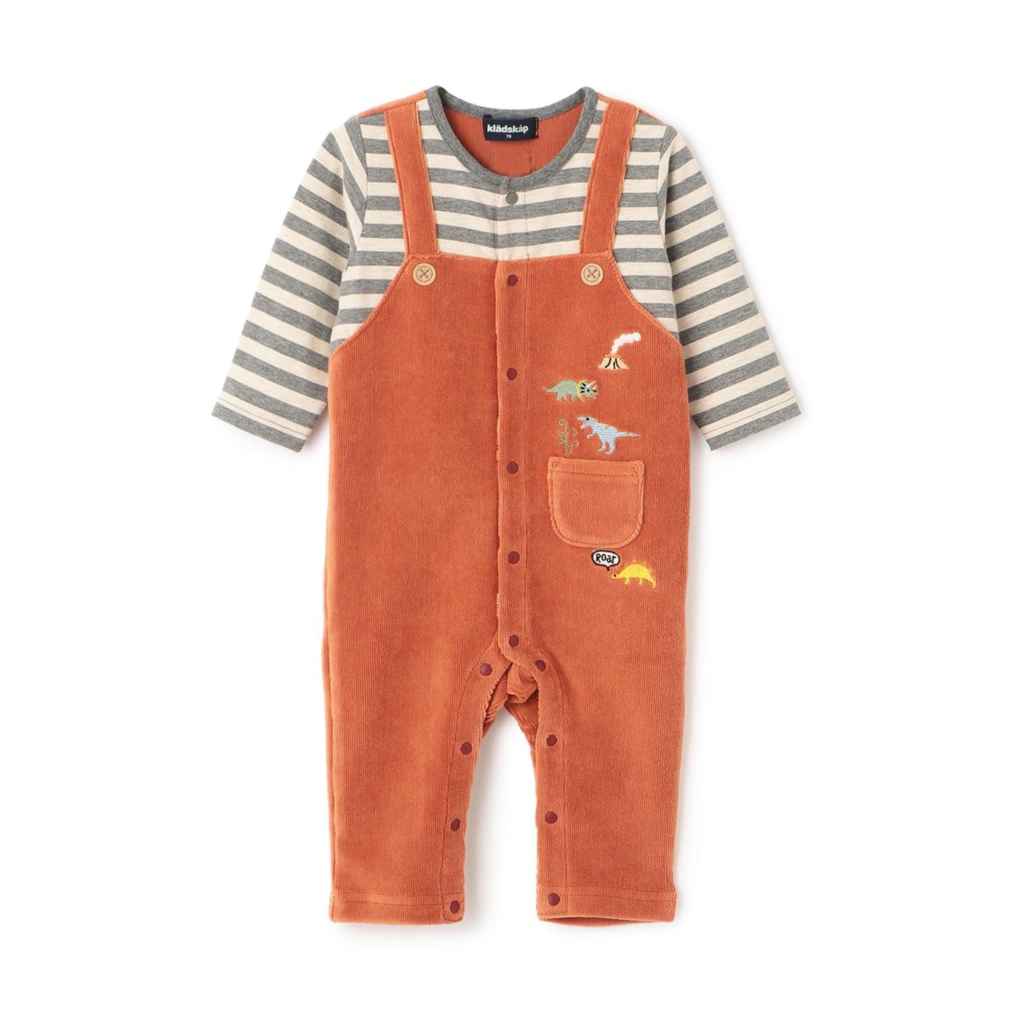 恐龍條紋拼接連體衣