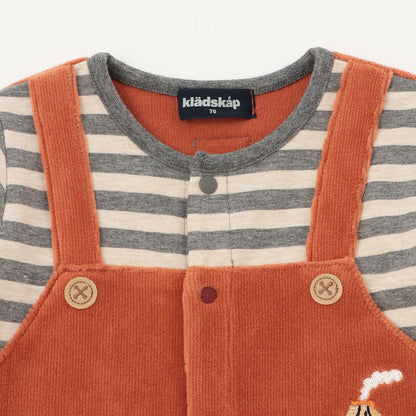 恐龍條紋拼接連體衣