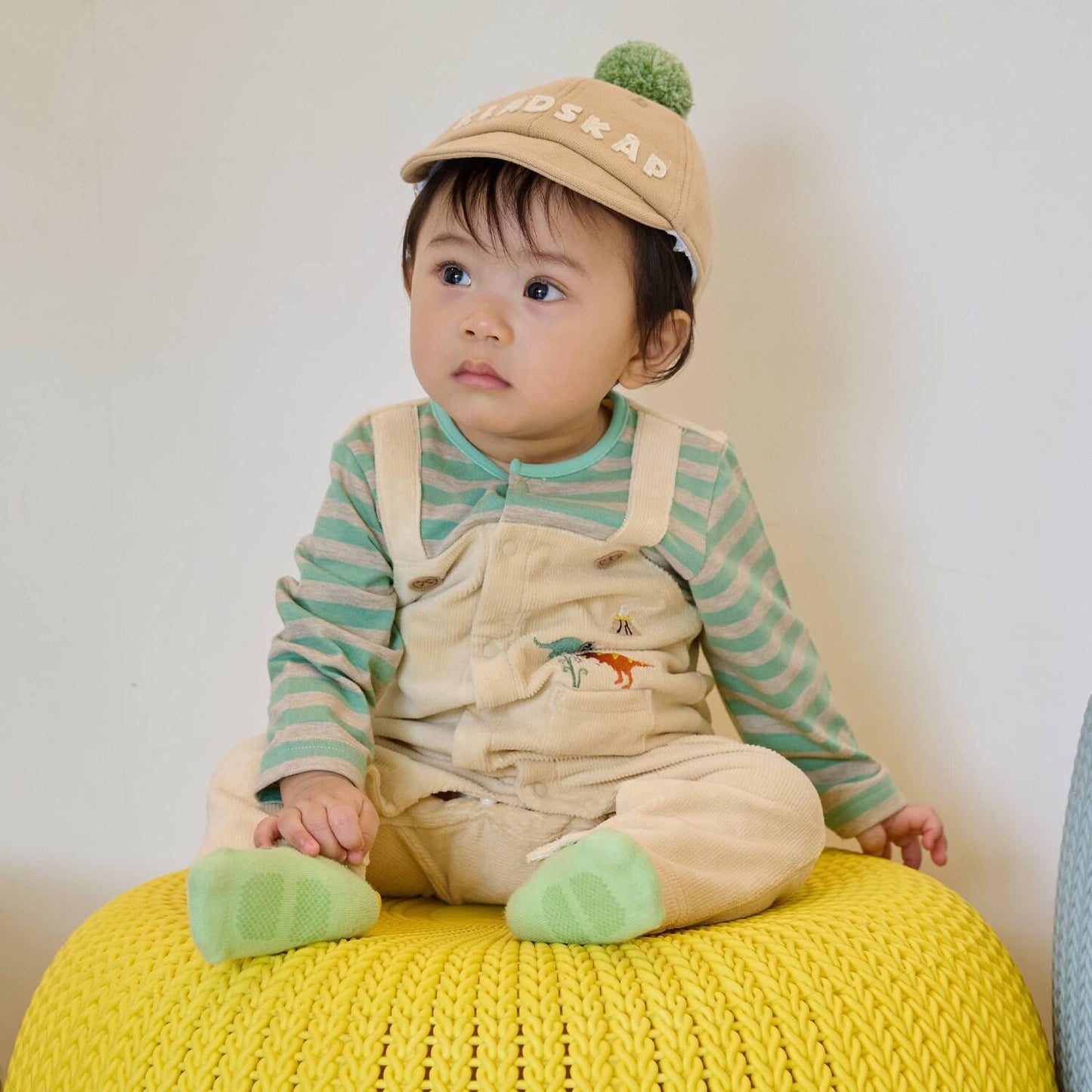 恐龍條紋拼接連體衣