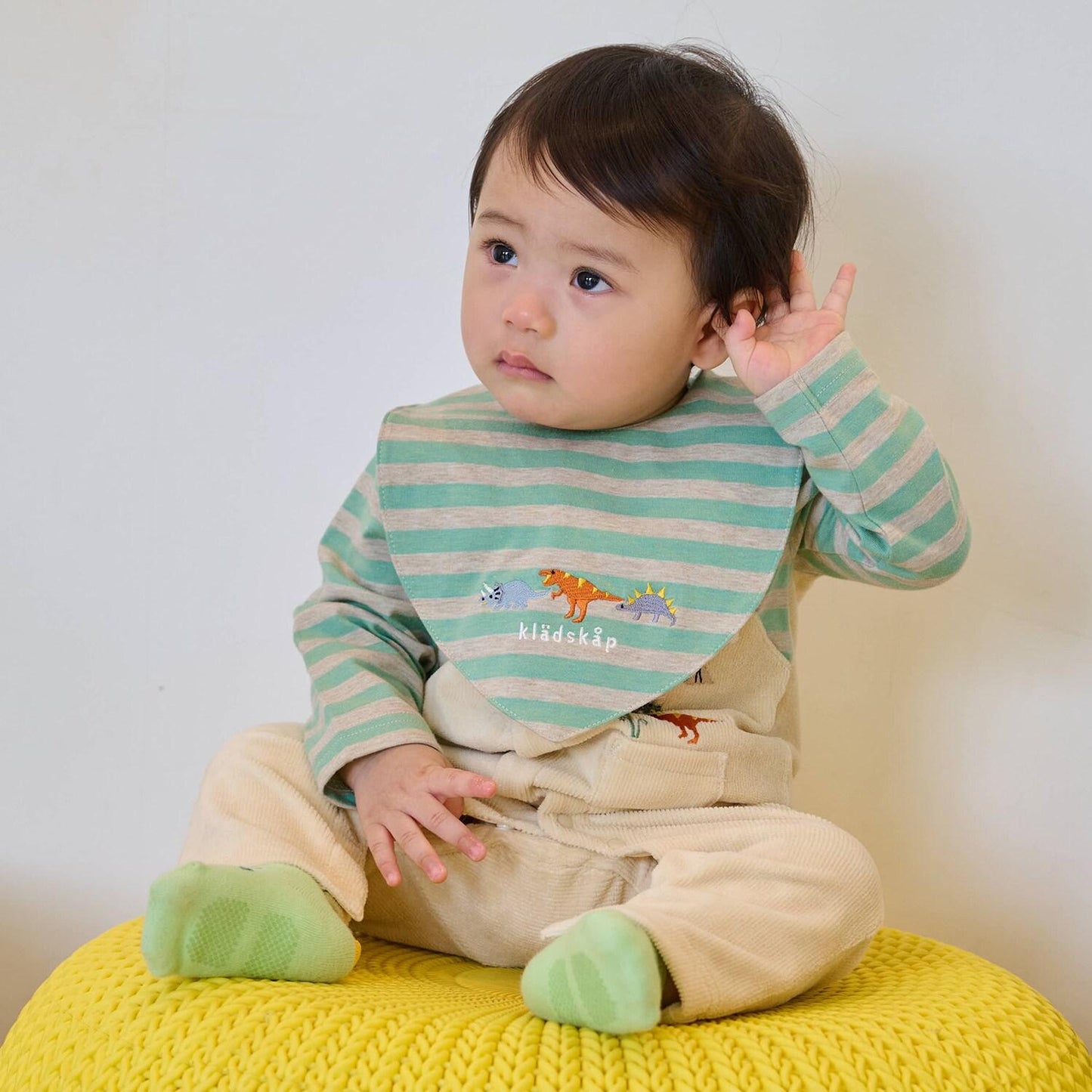 恐龍條紋拼接連體衣