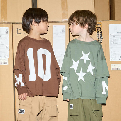 【MNCM】【正反兩穿】【舒適天竺棉】印花疊穿寬鬆T恤