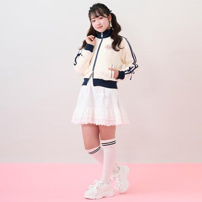 袖部蝴蝶結拼色運動夾克