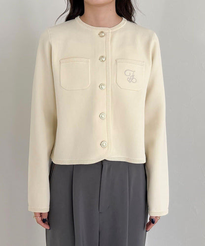 刺繡裝飾修身針織夾克