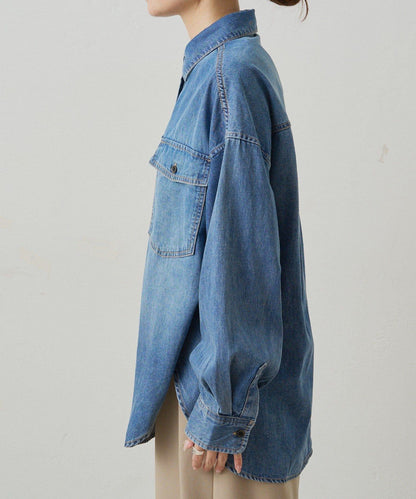雙口袋牛仔襯衫
