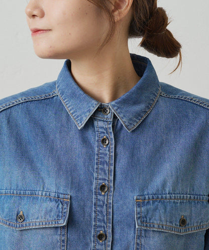 雙口袋牛仔襯衫