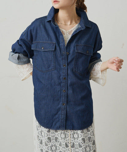 雙口袋牛仔襯衫