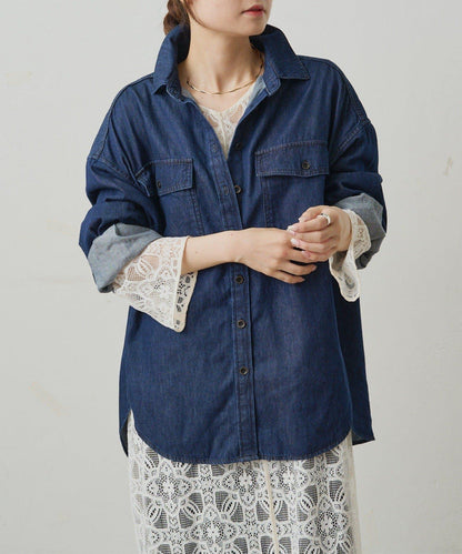 雙口袋牛仔襯衫