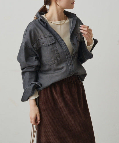 雙口袋牛仔襯衫