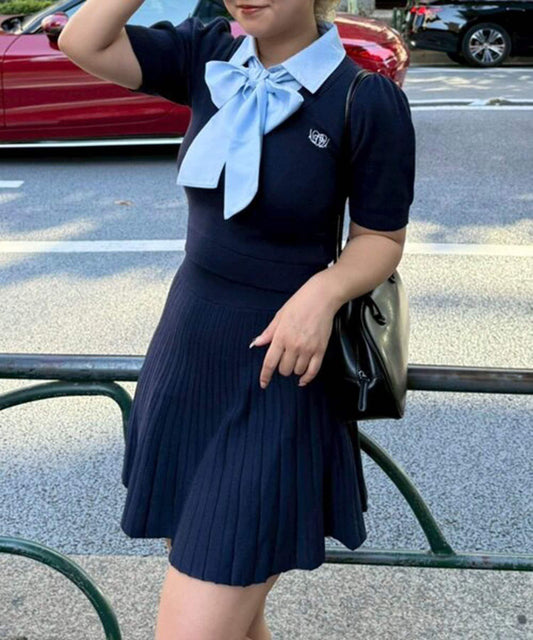 【RMAF】蝴蝶結拼接針織套裝