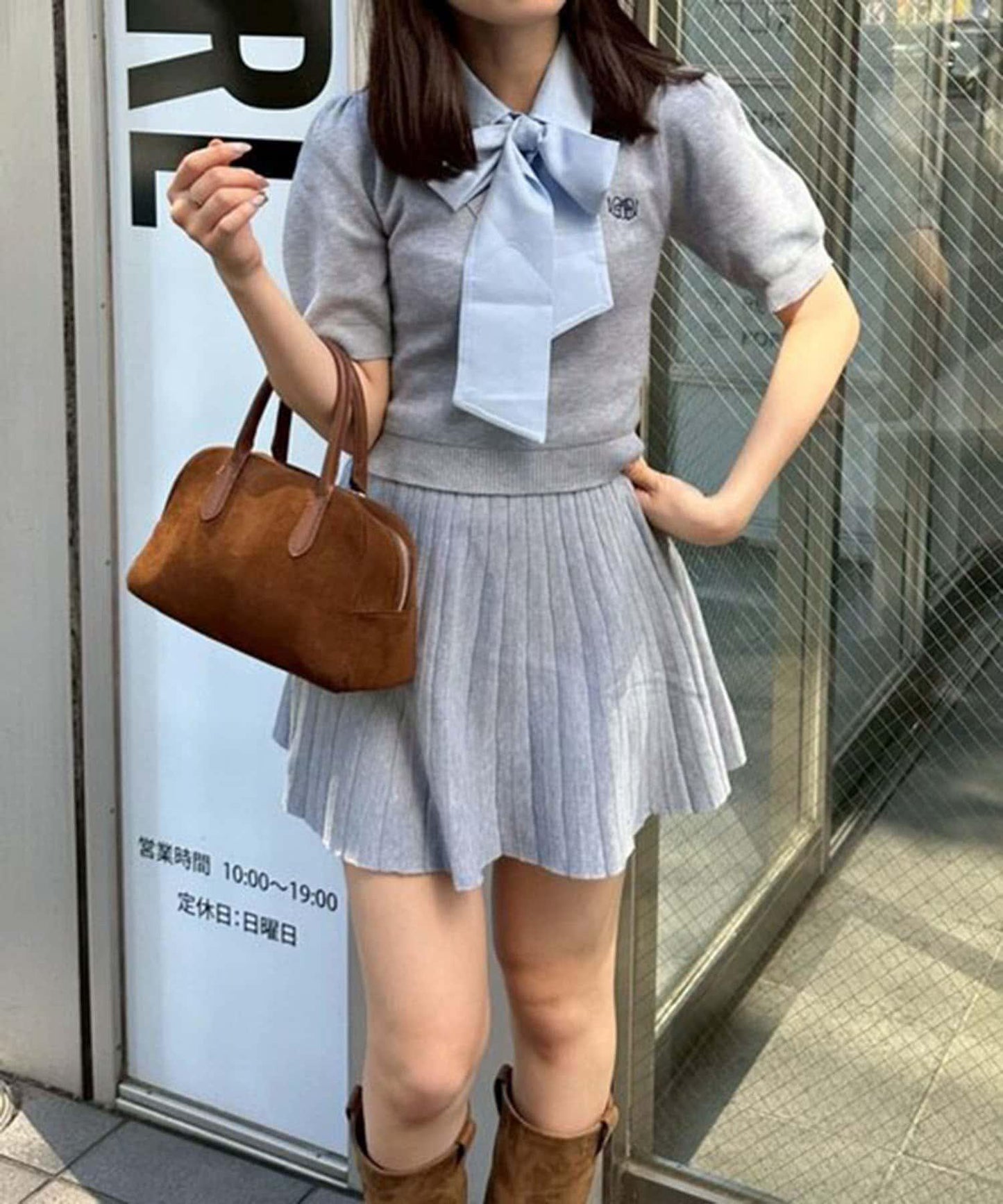 【RMAF】蝴蝶結拼接針織套裝