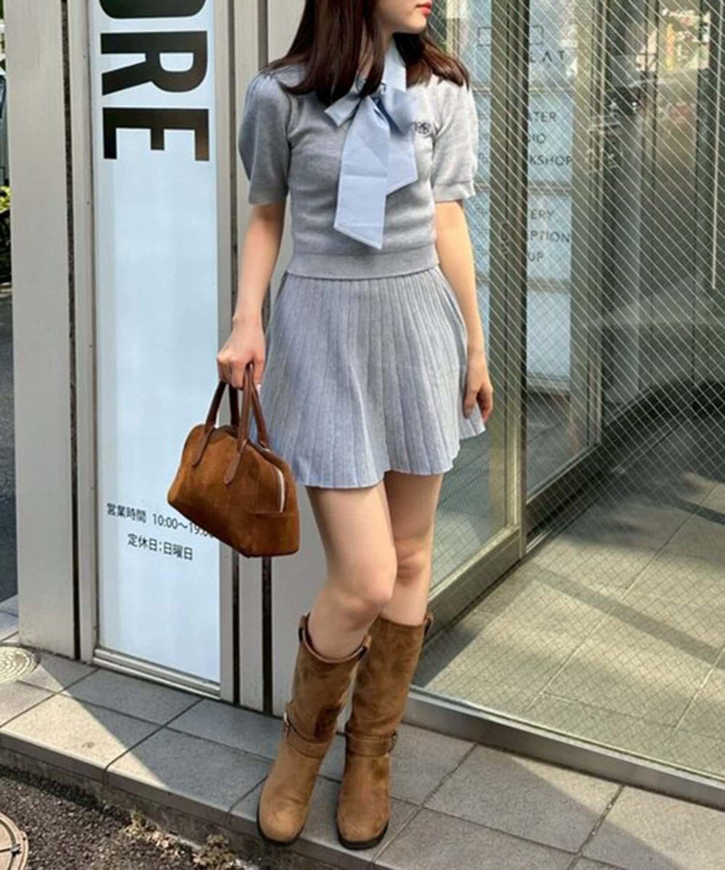 【RMAF】蝴蝶結拼接針織套裝