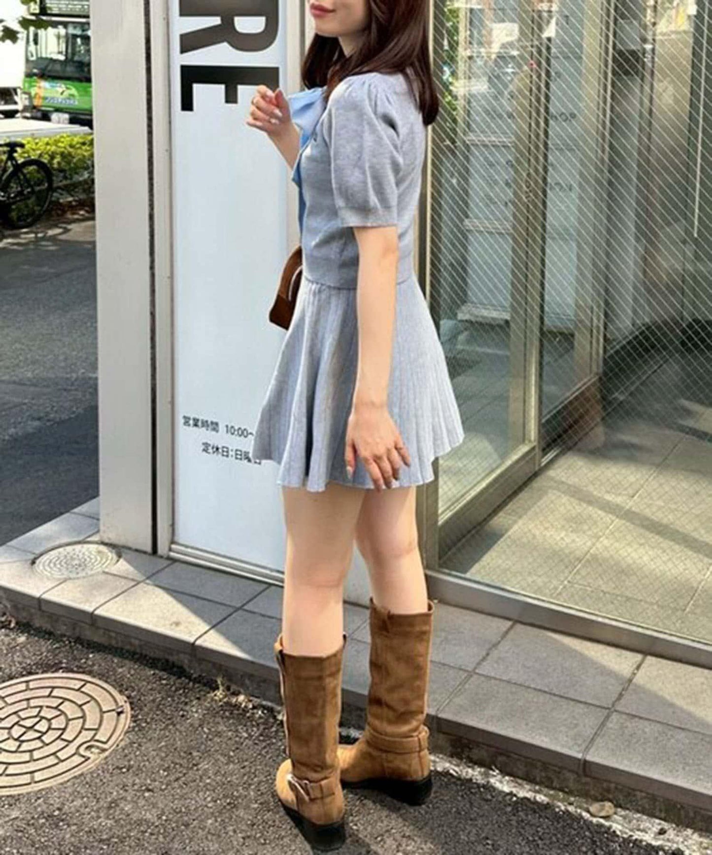 【RMAF】蝴蝶結拼接針織套裝