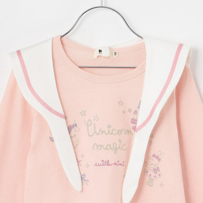 亮片獨角獸刺繡水手領長袖T恤