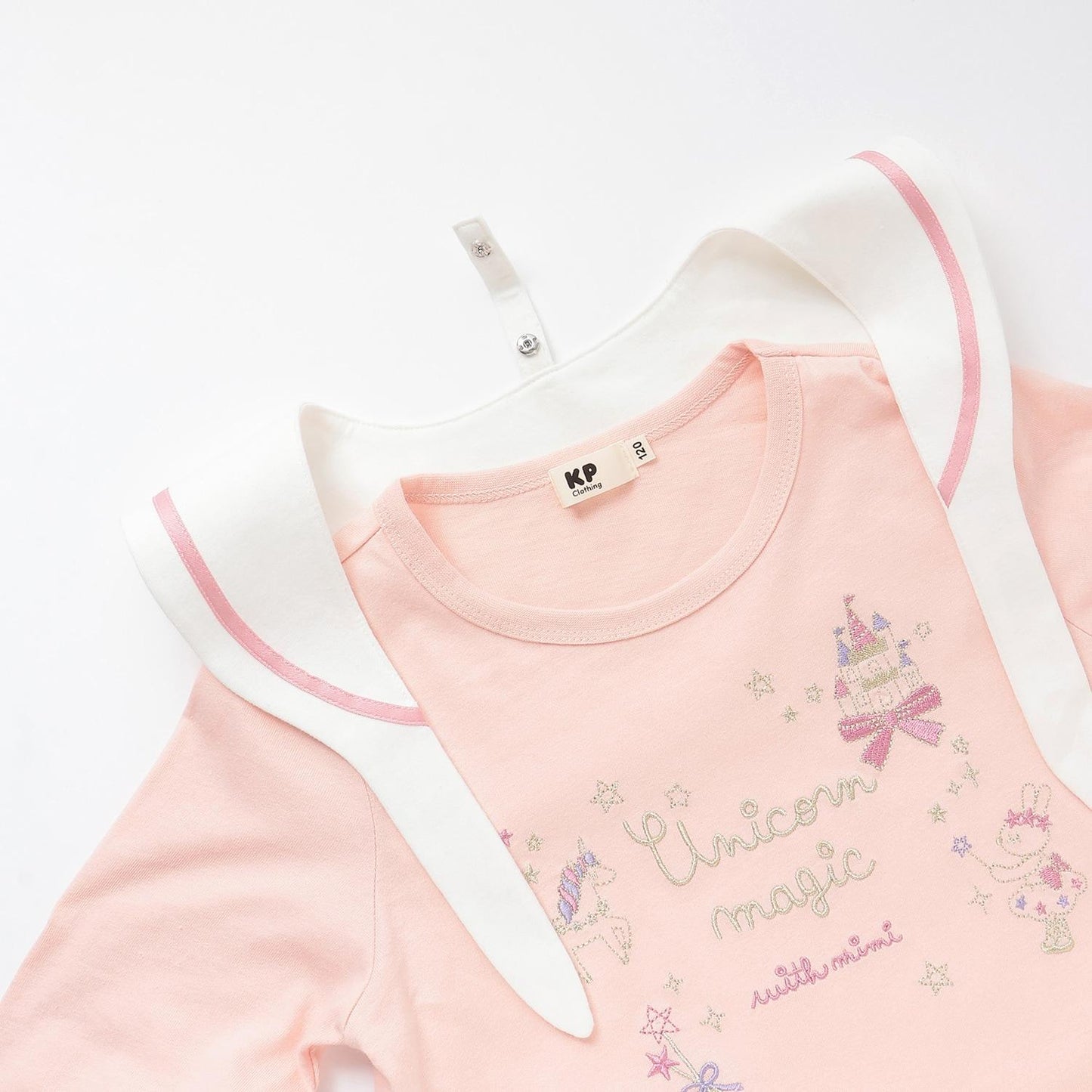 亮片獨角獸刺繡水手領長袖T恤