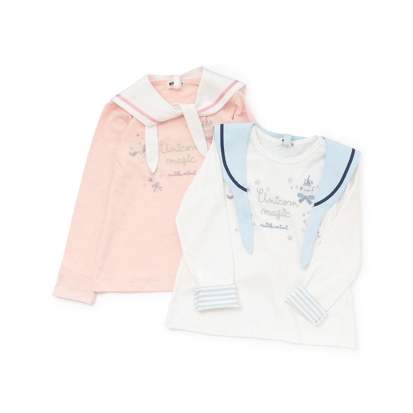 亮片獨角獸刺繡水手領長袖T恤