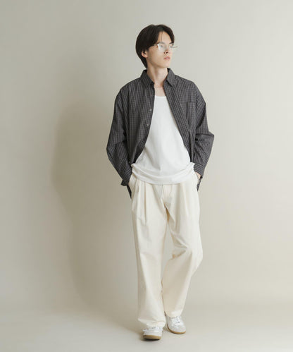 微格紋長袖襯衫