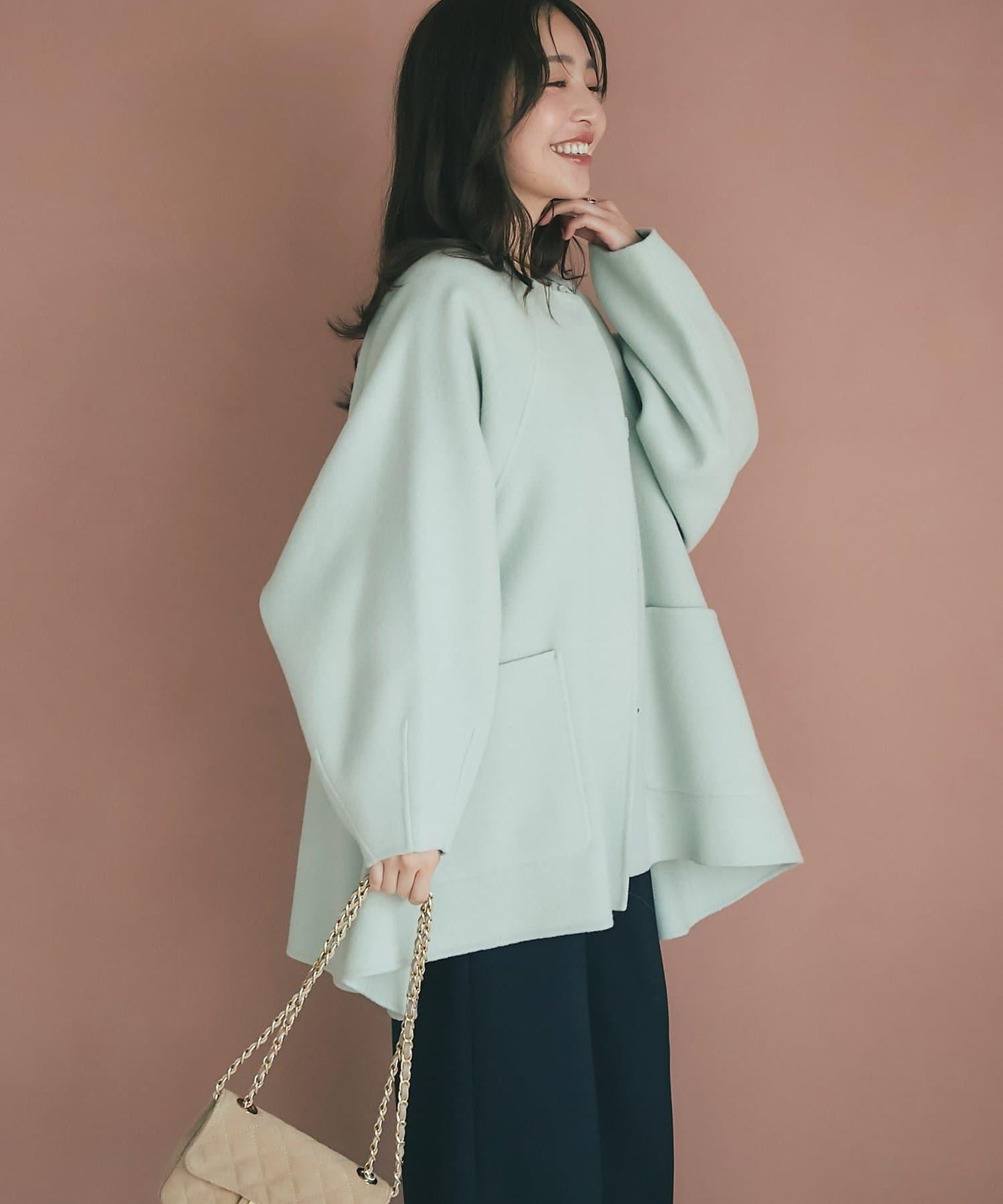 【miki監修配色・復刻】輕薄插肩喇叭袖大衣